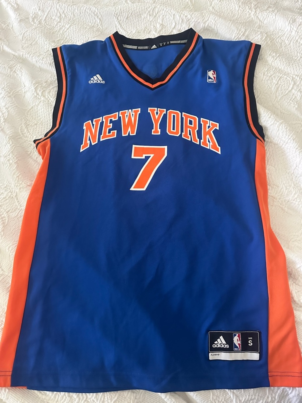 NY Knicks adidas #7 Blue and Orange NBA Jersey Patch Detail. Never Worn - Picture 7 of 9